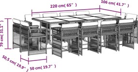 vidaXL Σετ Τραπεζαρίας Κήπου 13 τεμ. Μπεζ Συνθ. Ρατάν με Μαξιλάρια