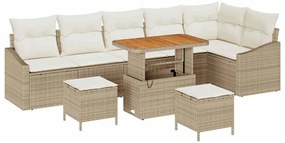 vidaXL Σετ Καναπέ Κήπου με μαξιλάρι 9 pcs Μπεζ Πολυ ράταν