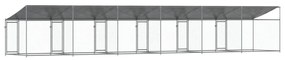 Κλουβί Σκύλου με Οροφή και Πόρτες Γκρι 12x2x2 μ. Γαλβ. Χάλυβας - Γκρι