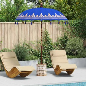 vidaXL Μπαλινέζικη ομπρέλα με βάση Μπλε 185 x 185 x 260 εκ Βαμβάκι