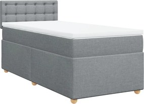 vidaXL Κρεβάτι Boxspring με Στρώμα Ανοιχτό Γκρι 90x190 εκ. Υφασμάτινο