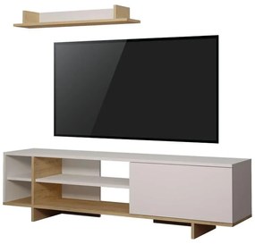 Σύνθετο σαλονιού Saloon σε λευκή-oak απόχρωση 160x35.5x44εκ 160x35.5x44 εκ.