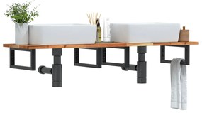 Ράφι Νιπτήρα Τοίχου από Ατσάλι / Μασίφ Ξύλο Ακακίας