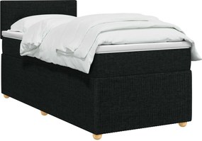 vidaXL Κρεβάτι box spring με στρώμα Μαύρο 90 x 190 cm Ύφασμα