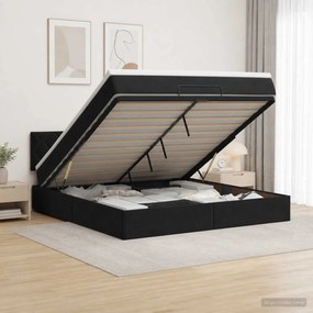 vidaXL Κρεβάτι Ottoman με στρώμα Μαύρο 160 x 200 cm Βελούδο