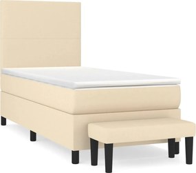 vidaXL Κρεβάτι Boxspring με Στρώμα Κρεμ 90x190 εκ.Υφασμάτινο