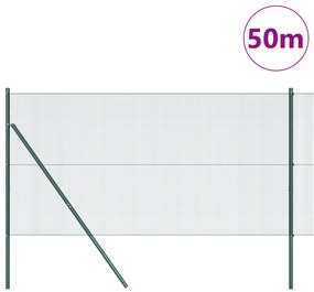 vidaXL Συγκολλητός Φράκτης  με 13 Στυλ Πράσινος 1x50 μ Χάλυβας