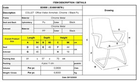 Καρέκλα Επισκέπτη Collet Χρώμιο/PU Μαύρο Συσκ.4τμχ 54x60x96cm