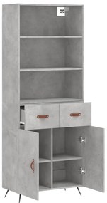 vidaXL Ντουλάπι Γκρι Σκυροδέματος 69,5x34x180 εκ. Επεξεργασμένο Ξύλο