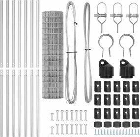vidaXL Τεντώτο με στήριγμα Ασημί 1 x 25 m Χάλυβας και PVC
