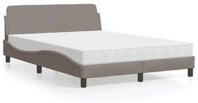 Κρεβάτι με Στρώμα Taupe 140x200 εκ. Υφασμάτινο - Μπεζ-Γκρι