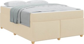 vidaXL Σκελετός Κρεβατιού με στρώμα Κρεμ 140 x 200 cm ύφασμα