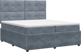 vidaXL Κρεβάτι box spring με στρώμα Σκούρο Γκρι 200 x 200 cm Βελούδο