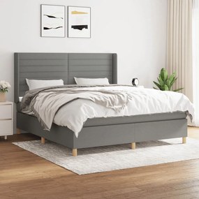 vidaXL Κρεβάτι Boxspring με Στρώμα Σκούρο Γκρι 160x200 εκ Υφασμάτινο