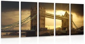 Εικόνα 5 μερών ενός ηλιοβασιλέματος πάνω από τη Γέφυρα του Πύργου - 100x50