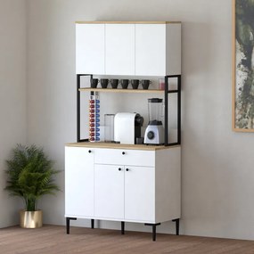 Ντουλάπια κουζίνας Lenner pakoworld λευκό-sonoma 90x45x184εκ
