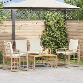vidaXL Σετ Εξωτερικών Επίπλων 4 pcs Φυσικό και Κρέμα Λευκό
