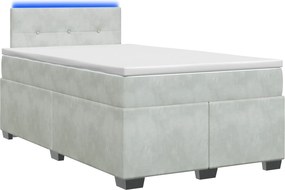 vidaXL Κρεβάτι Box Spring με Στρώμα και LED Ανοιχτό γκρι 120 x 190 cm