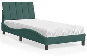 vidaXL Κρεβάτι με Στρώμα Σκούρο Πράσινο 80x200 εκ. Βελούδινο
