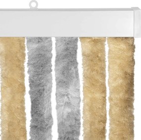 vidaXL Κουρτίνα εντόμων Chenille Γκρι και Μπεζ 100 x 200 cm 100% PP