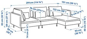 SÖDERHAMN καναπές 4 θέσεων με σεζλόνγκ 395.144.52