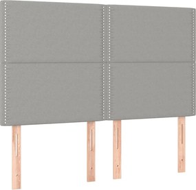 vidaXL Κρεβάτι Boxspring με Στρώμα &amp; LED Αν.Γκρι 140x190εκ. Υφασμάτινο