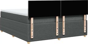 vidaXL Κρεβάτι Boxspring με Στρώμα Σκούρο Γκρι 200x200 εκ. Υφασμάτινο