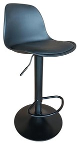 Bar stool Louser height adjustable black pp with cushion-black metal base 44x46x114cm 44x46x114 εκ.