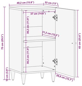 Βοηθητικό Ντουλάπι 40 x 33 x 75 εκ. από Μασίφ Ξύλο Μάνγκο - Μαύρο