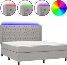 vidaXL LED Κρεβάτι με βάθρο με κεφαλάρι ύφασμα