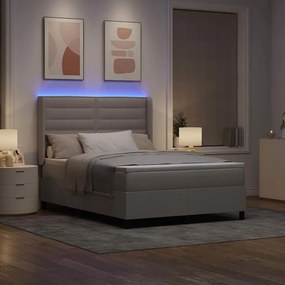 vidaXL LED Κρεβάτι με βάθρο με στρώμα Taupe 140 x 190 cm ύφασμα