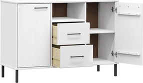 vidaXL Ντουλάπι OSLO Λευκό 113x40x77 εκ. Μασίφ Ξύλο με Μετ. Πόδια