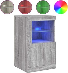 vidaXL Nτουλάπι Βοηθητικό με Φώτα LED Γκρι Sonoma Επεξεργασμένο Ξύλο