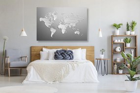 Εικόνα σε ασπρόμαυρο παγκόσμιο χάρτη από φελλό στο αρχικό σχέδιο - 120x80  smiley