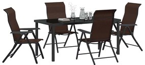 vidaXL Σέτ φαγητού για κήπο Ρυθμιζόμενο ύψος 5 pcs Καφέ Πολυ ράταν