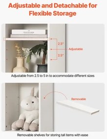VEVOR 8 Tiers Narrow Bookshelf 71&quot; Wooden Open Bookcase Adjustable Shelf White