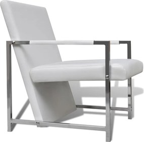 vidaXL Πολυθρόνα Λευκή από Συνθετικό Δέρμα με Πόδια Χρωμίου