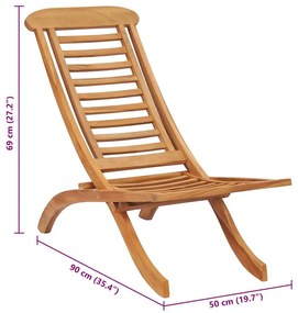 vidaXL Καρέκλα Κήπου Πτυσσόμενη 50 x 90 x 69 εκ. από Μασίφ Ξύλο Teak