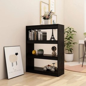 vidaXL Βιβλιοθήκη/Διαχωριστικό Χώρου Μαύρο 100x30x103 εκ. Ξύλο Πεύκου