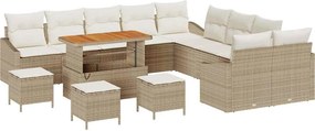 vidaXL Σετ Καναπέ Κήπου με μαξιλάρι 13 pcs Μπεζ Πολυ ράταν