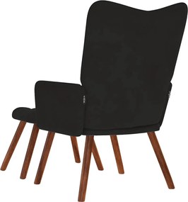 vidaXL Πολυθρόνα Χαλάρωσης με Σκαμπό από Μαύρο Βελούδο