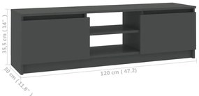 Έπιπλο Τηλεόρασης Γκρι 120 x 30 x 35,5 εκ. από Επεξ. Ξύλο - Γκρι