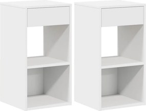vidaXL Κομοδίνα με συρτάρι 2 τεμάχια Λευκό 35x34x66,5 cm