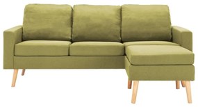 Καναπές Τριθέσιος με Υποπόδιο Πράσινος Υφασμάτινος - Πράσινο