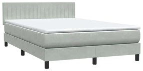 Κρεβάτι Boxspring με Στρώμα Ανοιχτό Γκρι 160x210 εκ. Βελούδινο - Γκρι