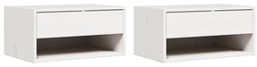 vidaXL Κομοδίνο 2 pcs Λευκό 50 x 32.5 x 24 εκ Μασίφ ξύλο πεύκου