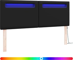vidaXL LED κεφαλάρι Μαύρο 160 cm Τεχνητό Δέρμα
