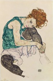 Schiele, Egon - Αναπαραγωγή Καθιστή γυναίκα με λυγισμένα γόνατα, (26.7 x 40 cm)