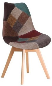 Καρέκλα Martin Patchwork Brown ΕΜ136,84 49x57x82cm Σετ 4τμχ Wood, Fabric