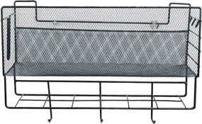 Επιτοίχιος Οργανωτής Γραφείου 36.5x13x25cm με Γάντζους Άσπρο ή Μαύρο